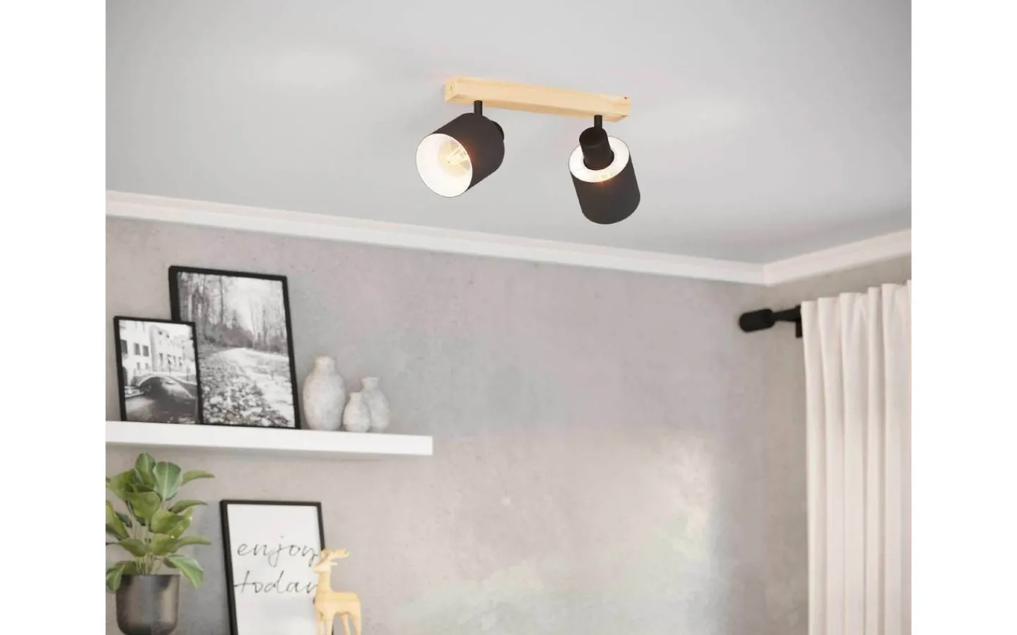 Eglo Batallas Takspotlight 30cm Svart* Avlånga Takspotlights|Takspot Med 2 Lampor