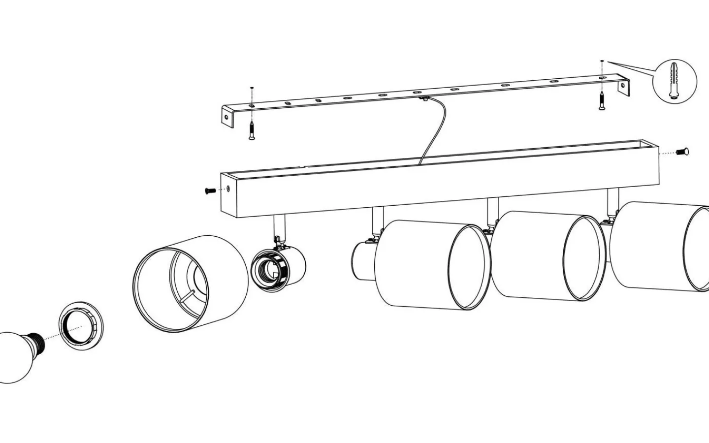 Avlånga Takspotlights|Takspot Med Minst 4 Lampor<Eglo Batallas Takspotlight 63cm Svart