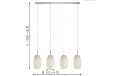 Avlånga Taklampor<Eglo Batista Taklampa 102cm Nickel/Vit