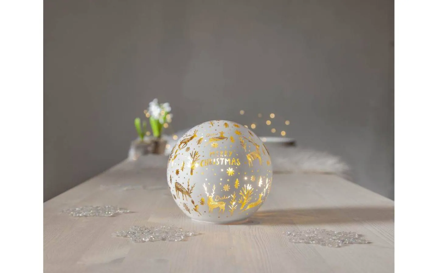 Star Trading Batteridriven Glasdekoration Merry X-mas 14cm Vit* Batteri Julpynt Inomhus