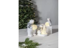 Batteridriven Juldekoration Sittandes Isbjörn med Gran Vit