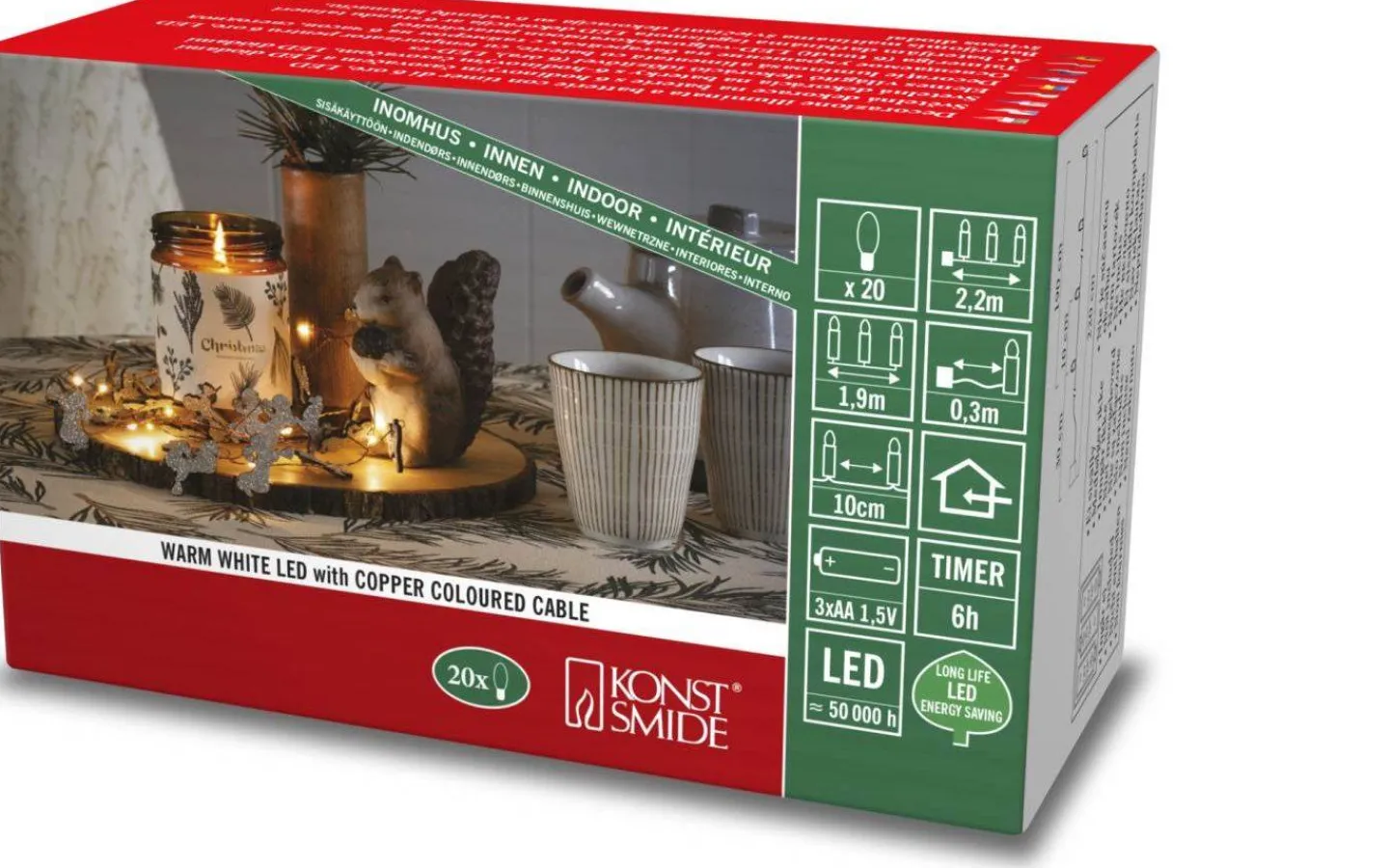 Konstsmide Batteridriven Ljusslinga 1,9m Änglar* Batteri Julpynt Inomhus