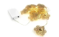 Konstsmide Batteridriven Ljusslinga 90cm Blommor Guld* Batteri Julpynt Inomhus