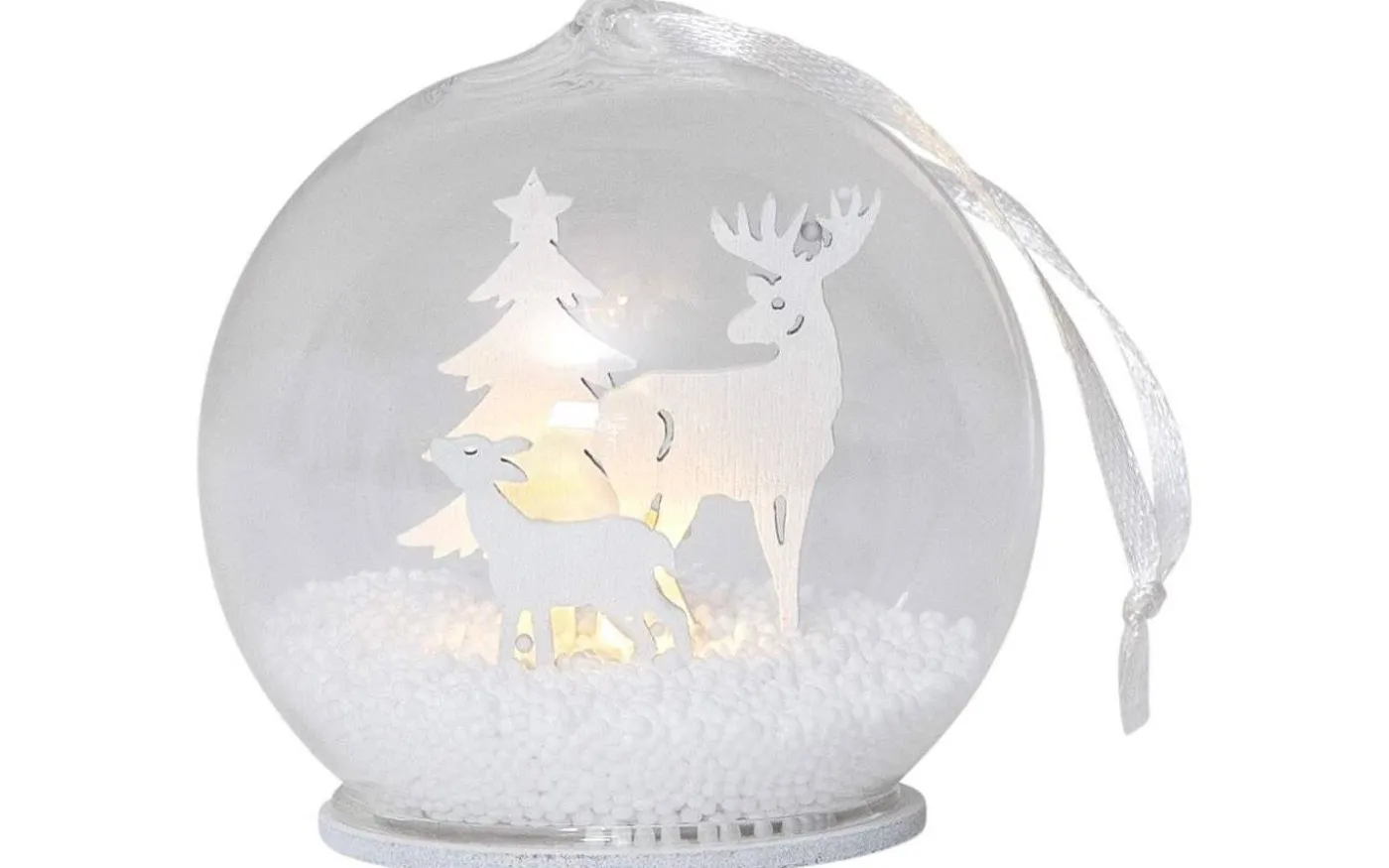 Batteridriven Snökula Fauna Renar 8 cm Vit