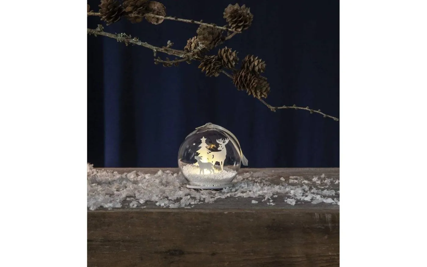 Batteridriven Snökula Fauna Renar 8 cm Vit