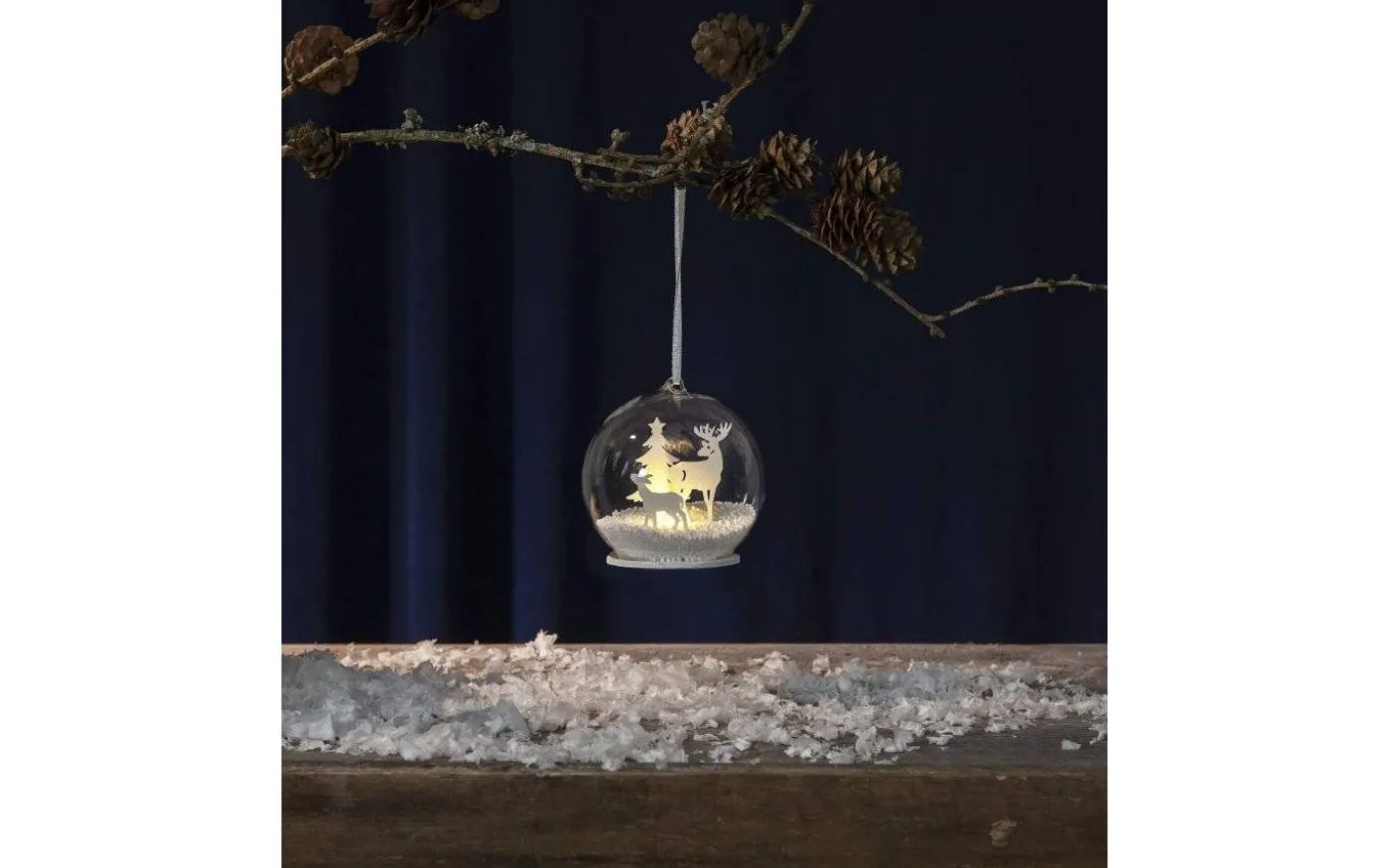 Batteridriven Snökula Fauna Renar 8 cm Vit