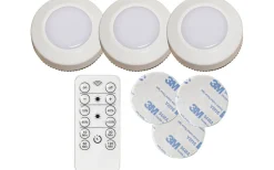 Batteridriven Spotlight m. Fjärrkontroll 3-Pack Vit