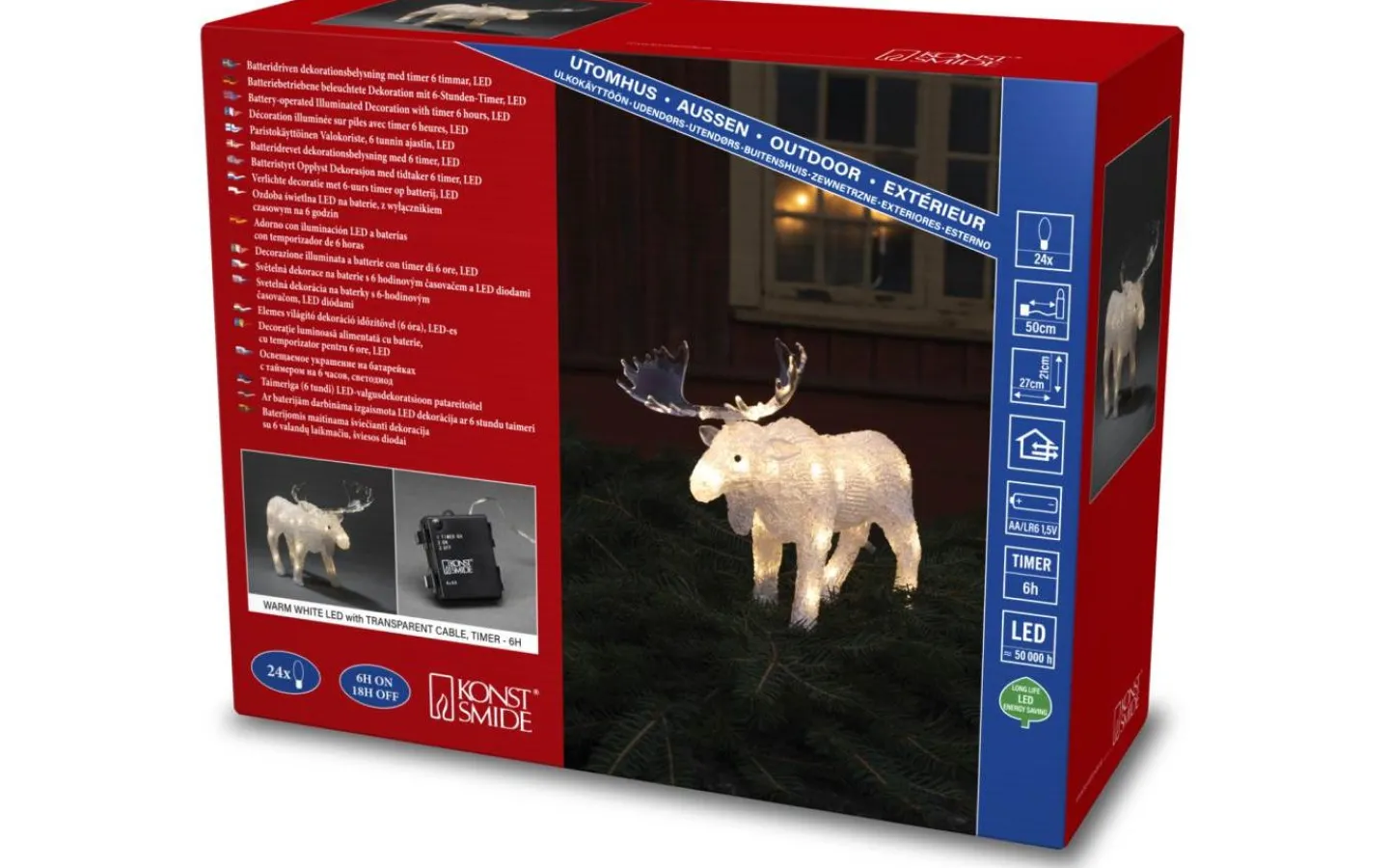 Batteri Julpynt Utomhus<Konstsmide Batteridriven Utomhusdekoration Älg 21cm IP44