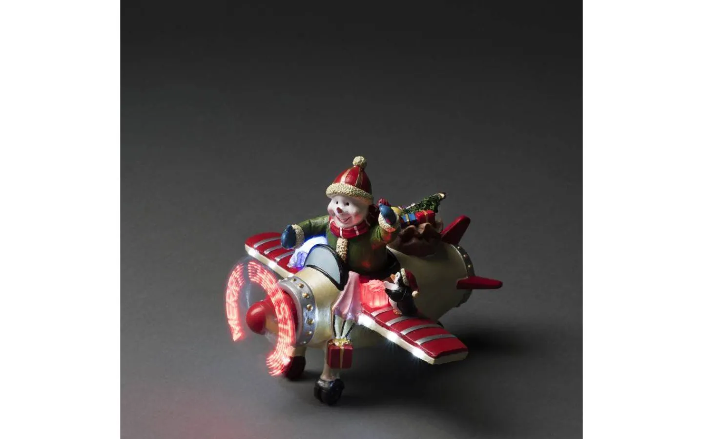 Konstsmide Batteridrivet Fiberoptiskt Flygplan med Snögubbe* Julbyar Och Figurer|Batteri Julpynt Inomhus