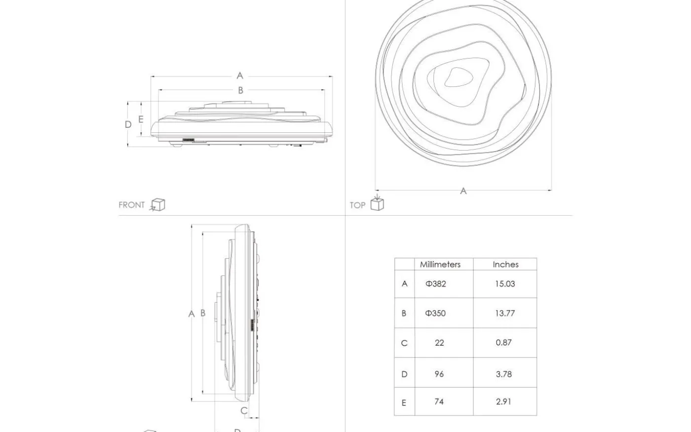 Battistona Plafond 38cm LED 3000-6500K 17,4,W med Fjärrkontroll Vit