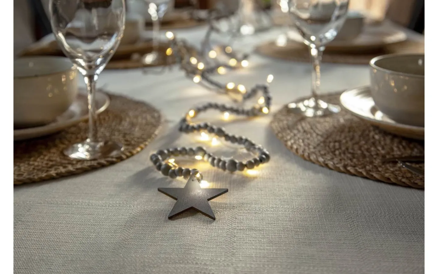 Inomhusdekorationer Batteri<Star Trading Beady Batteridriven Ljusslinga 1,5m Greige