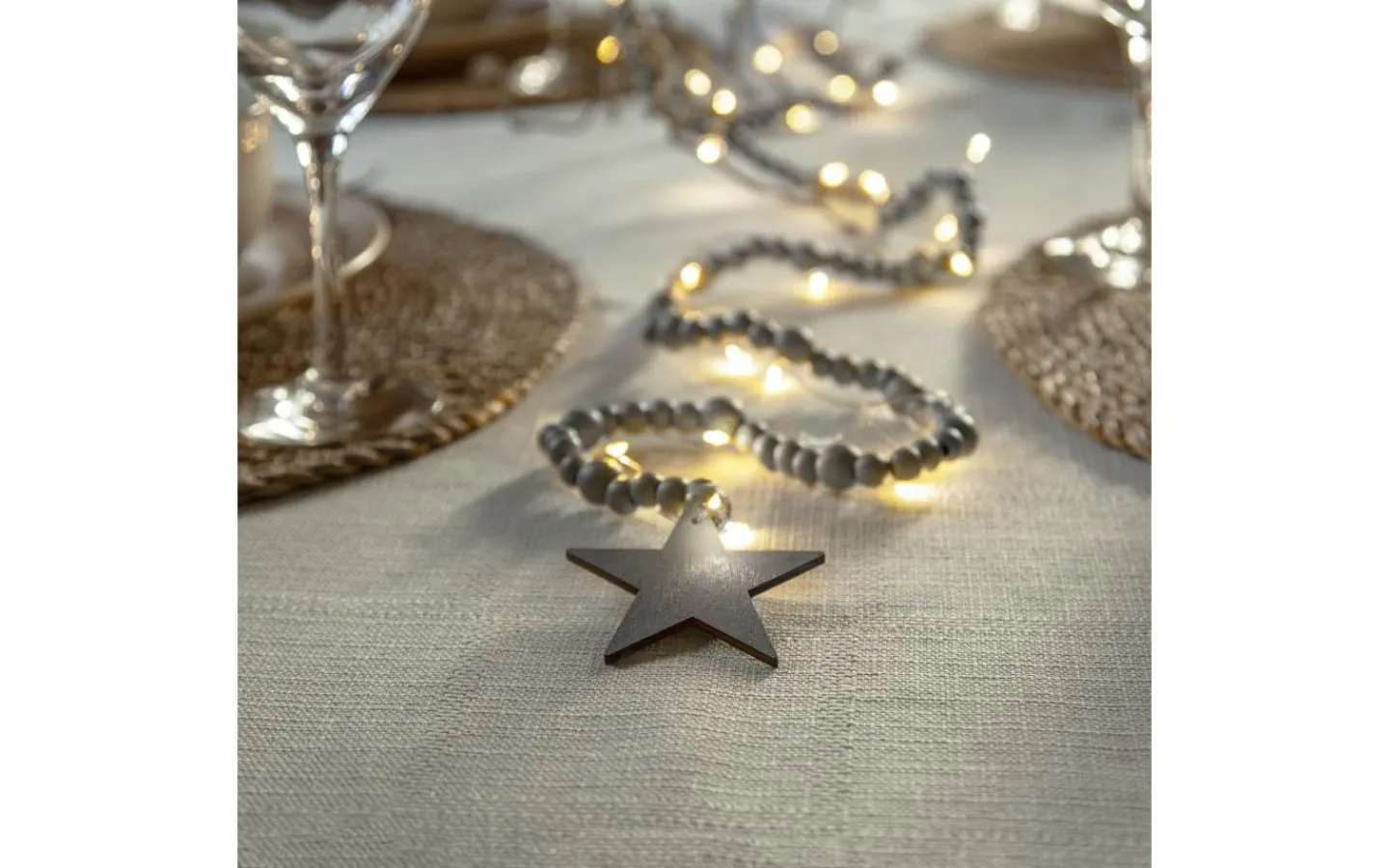 Inomhusdekorationer Batteri<Star Trading Beady Batteridriven Ljusslinga 1,5m Greige