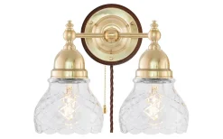 Lampetter<Karlskrona Lampfabrik Bergman - Mässing / Brytare / Brunt fäste