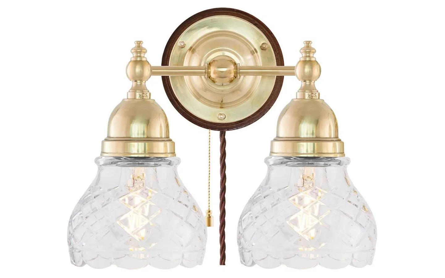 Lampetter<Karlskrona Lampfabrik Bergman - Mässing / Brytare / Brunt fäste