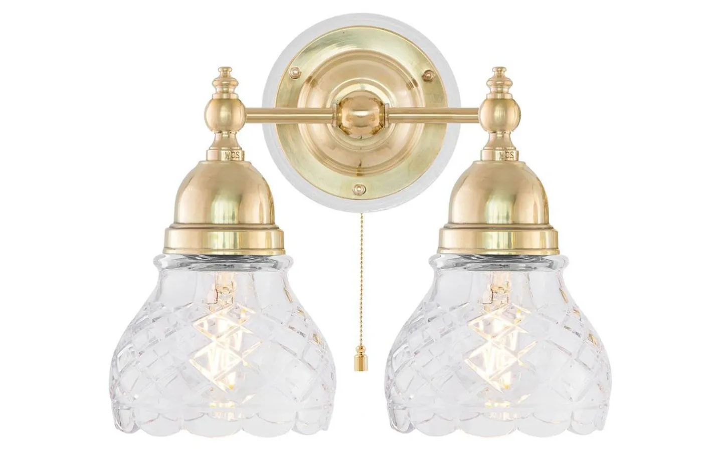 Karlskrona Lampfabrik Bergman - Mässing / Brytare / Vitt fäste* Lampetter