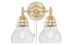 Karlskrona Lampfabrik Bergman - Mässing / Brytare / Vitt fäste* Lampetter