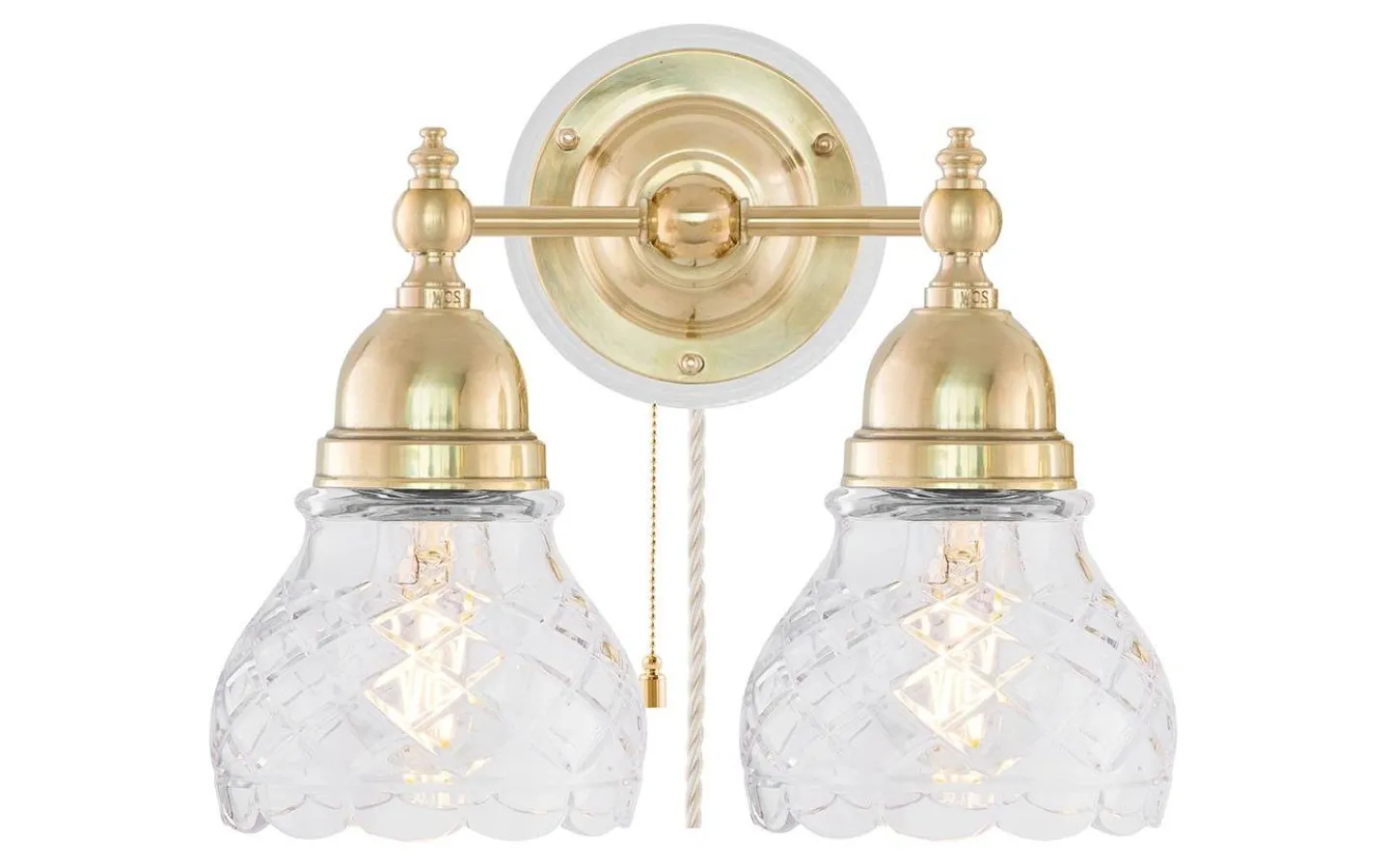 Karlskrona Lampfabrik Bergman - Mässing / Brytare / Vitt fäste* Lampetter