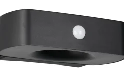 Bilbao hybrid solcellsdriven Vägglampa LED svart uppladdningsbar rörelse- och skymningssensor 4000K IP44