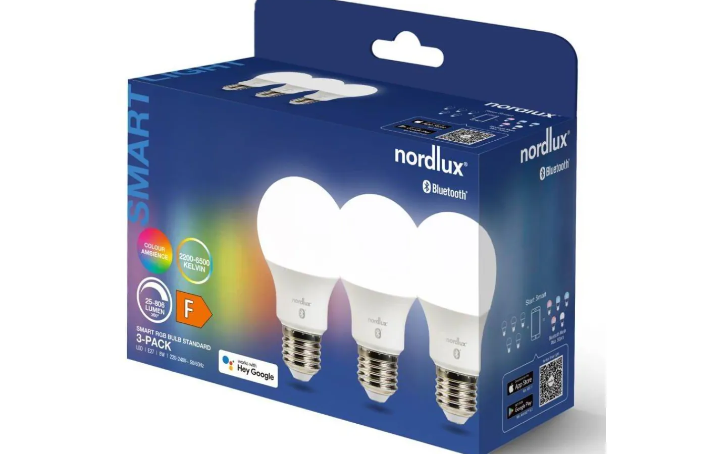 Nordlux Smart Light|Opal E27<Nordlux Bluetooth Smart LED E27 Normal Opal CCT+RGB 806lm 7W(60W) 3-Pack