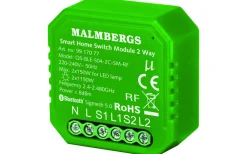 Malmbergs Bluetooth Smart Modul ON/OFF, 2-kanal/ kron, inklusive RF-stöd, 2x1150W / 2x150W LED* Malmbergs Smart Home