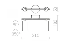Rendl Bogard II Takspotlight Matt svart LED 2x5W 3000K* Avlånga Takspotlights|Takspot Med 2 Lampor
