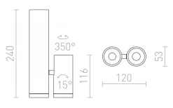 Takspot Med 2 Lampor<Rendl Bogard Twin Takspotlight Matt svart LED 2x5W 3000K