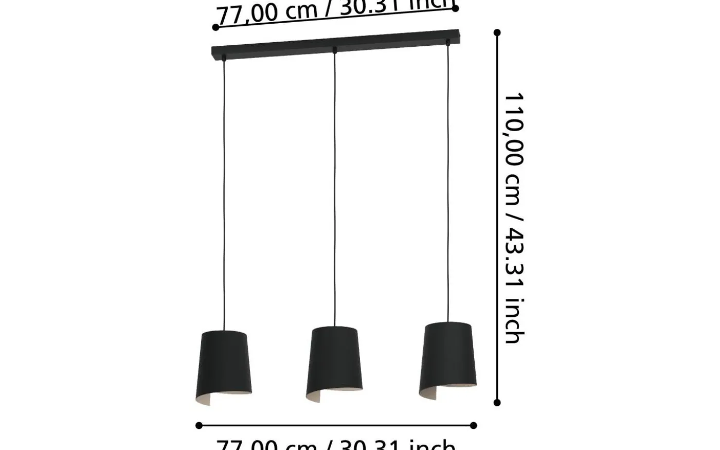 Bolivia Taklampa 88cm Svart
