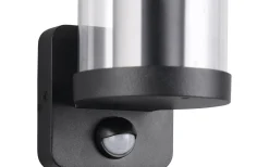 Bonito Vägglampa E27 mattsvart rörelsesensor IP44