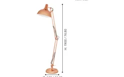 Eglo Borgillio Golvlampa 190cm Koppar* Golvläslampor