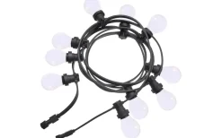 PR Home Bright Light Ljusslinga ADD-ON 4,9m med 10st Opala ljuskällor Svart IP44* Partyslingor Utomhus 230V|Partyslingor Utomhus 230V