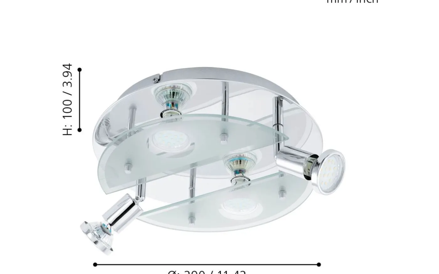 Cabo Plafond 29cm LED Krom