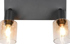 Takspot Med 2 Lampor<Reality Cadiz Spotlight 2-delad E14 matt svart/bärnsten