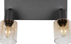 Takspot Med 2 Lampor<Reality Cadiz Spotlight 2-delad E14 matt svart/bärnsten