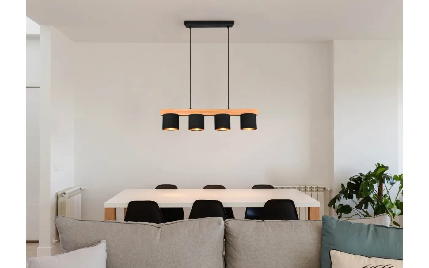 Cameron Takpendel 4-delad E14 svart/trä