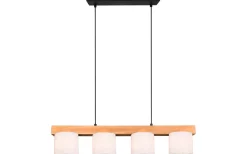 Avlånga Taklampor<Reality Cameron Takpendel 4-delad E14 vit/trä