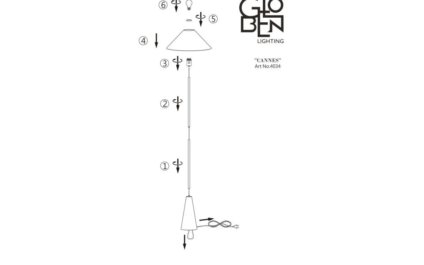 Globen Lighting Cannes Golvlampa 140cm Vit* Golvlampor