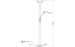 Aneta Cannes Golvlampa 1,8m LED 3000K 25W+5W Dimbar Svart/Krom* Uplight|Golvläslampor