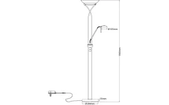 Cannes Golvlampa 1,8m LED 25W/5W 3000K Svart
