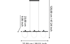Avlånga Taklampor<Eglo Caranacoa Taklampa 78cm LED 3000K 3x9W Svart