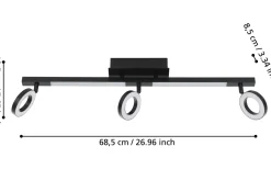 Eglo Cardillio 2 Takspotlight 39cm LED 3000K 3x3,2W + 2x3,3W Svart* Avlånga Takspotlights|Takspot Med 3 Lampor