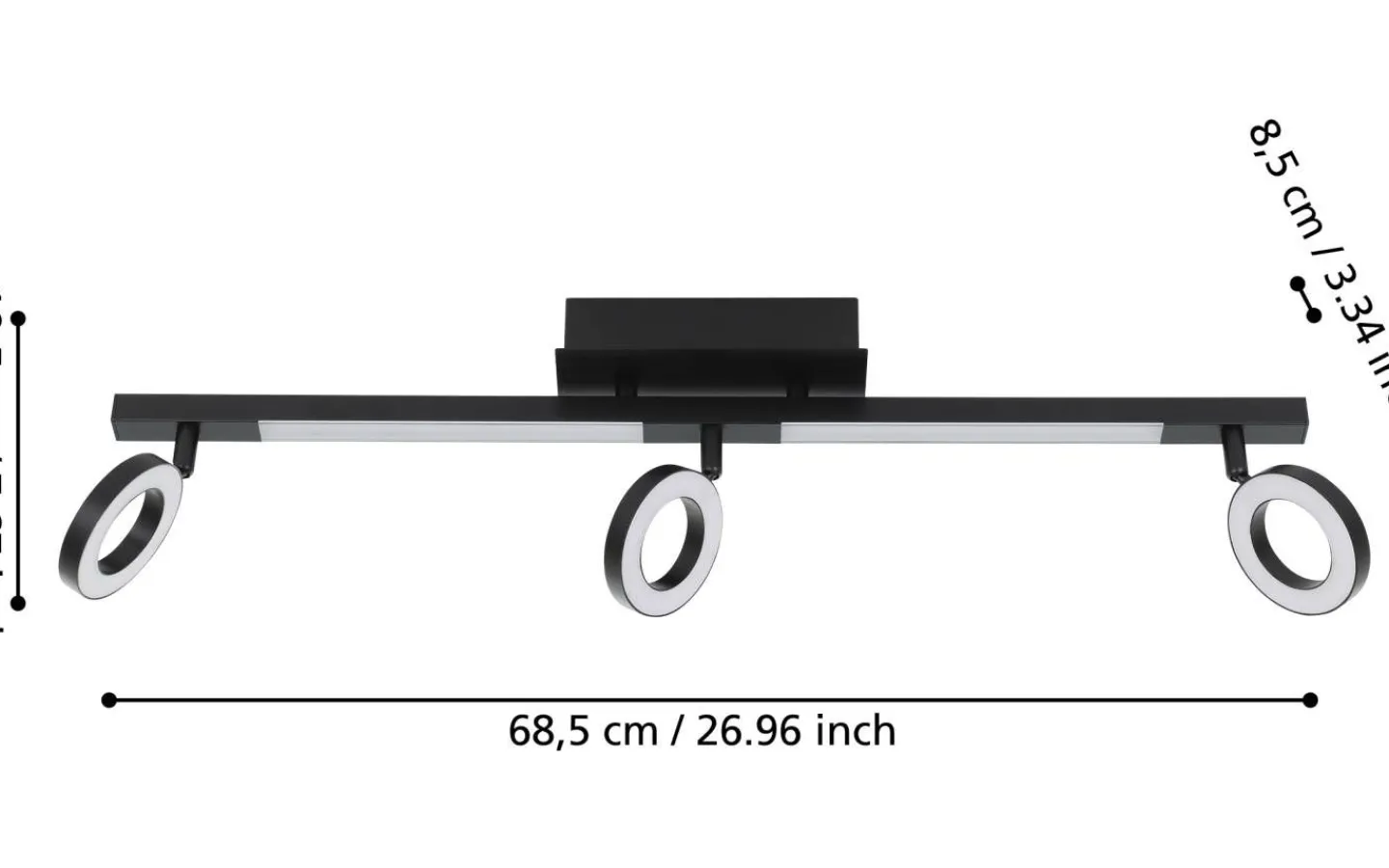 Eglo Cardillio 2 Takspotlight 39cm LED 3000K 3x3,2W + 2x3,3W Svart* Avlånga Takspotlights|Takspot Med 3 Lampor