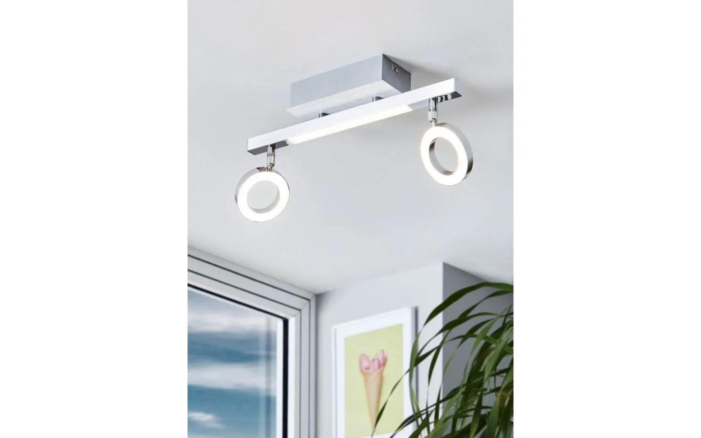 Eglo Cardillio Takspotlight 39cm LED 3000K 2x3,2W + 3,3W Krom* Avlånga Takspotlights|Takspot Med 2 Lampor