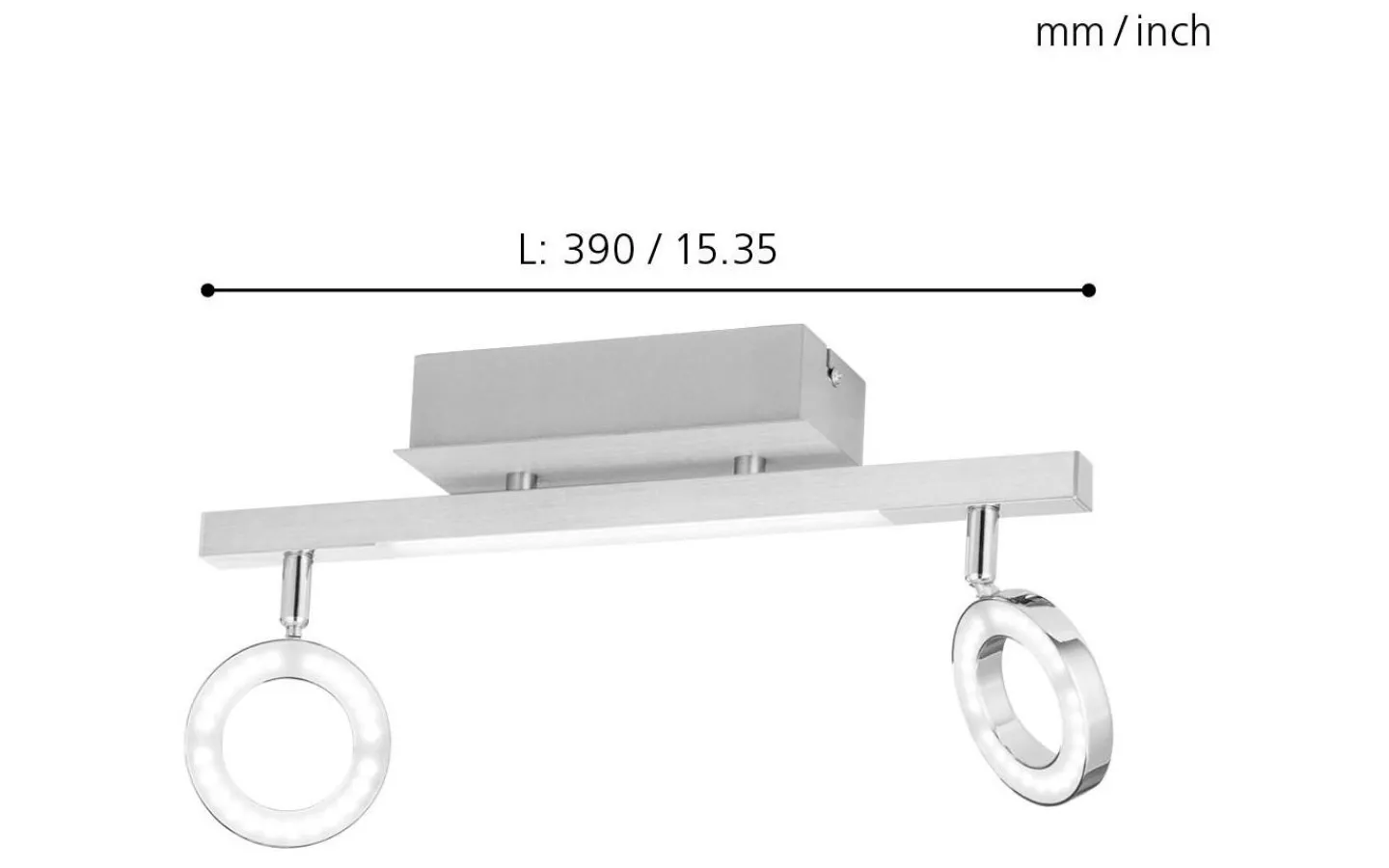 Eglo Cardillio Takspotlight 39cm LED 3000K 2x3,2W + 3,3W Krom* Avlånga Takspotlights|Takspot Med 2 Lampor