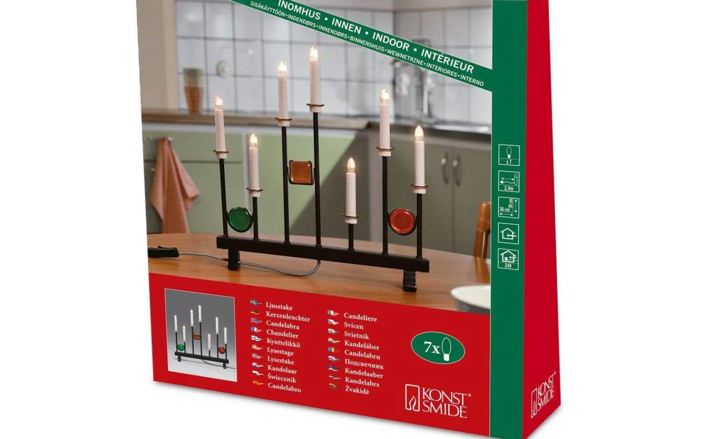 Visa Alla Adventsljusstakar|Adventsljusstakar 31-60 Cm<Konstsmide Carl Adventsljusstake 7L Svart 38cm