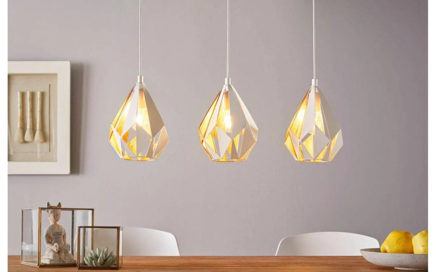 Eglo Carlton Taklampa 81cm 3L Vit/Guld* Avlånga Taklampor