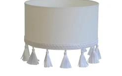 Cylinder Lampskärmar<Hallbergs Carolin Lampskärm Cylinder med Fransar Ø35cm Vit