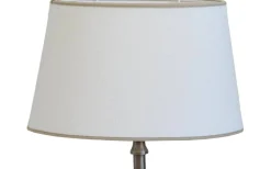 Hallbergs Carolin Oval Lampskärm 25cm Vit, Sandfärgat Band* Ovala Lampskärmar