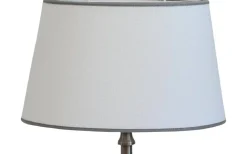Hallbergs Carolin Oval Lampskärm 30cm Vit, Grått Band* Ovala Lampskärmar
