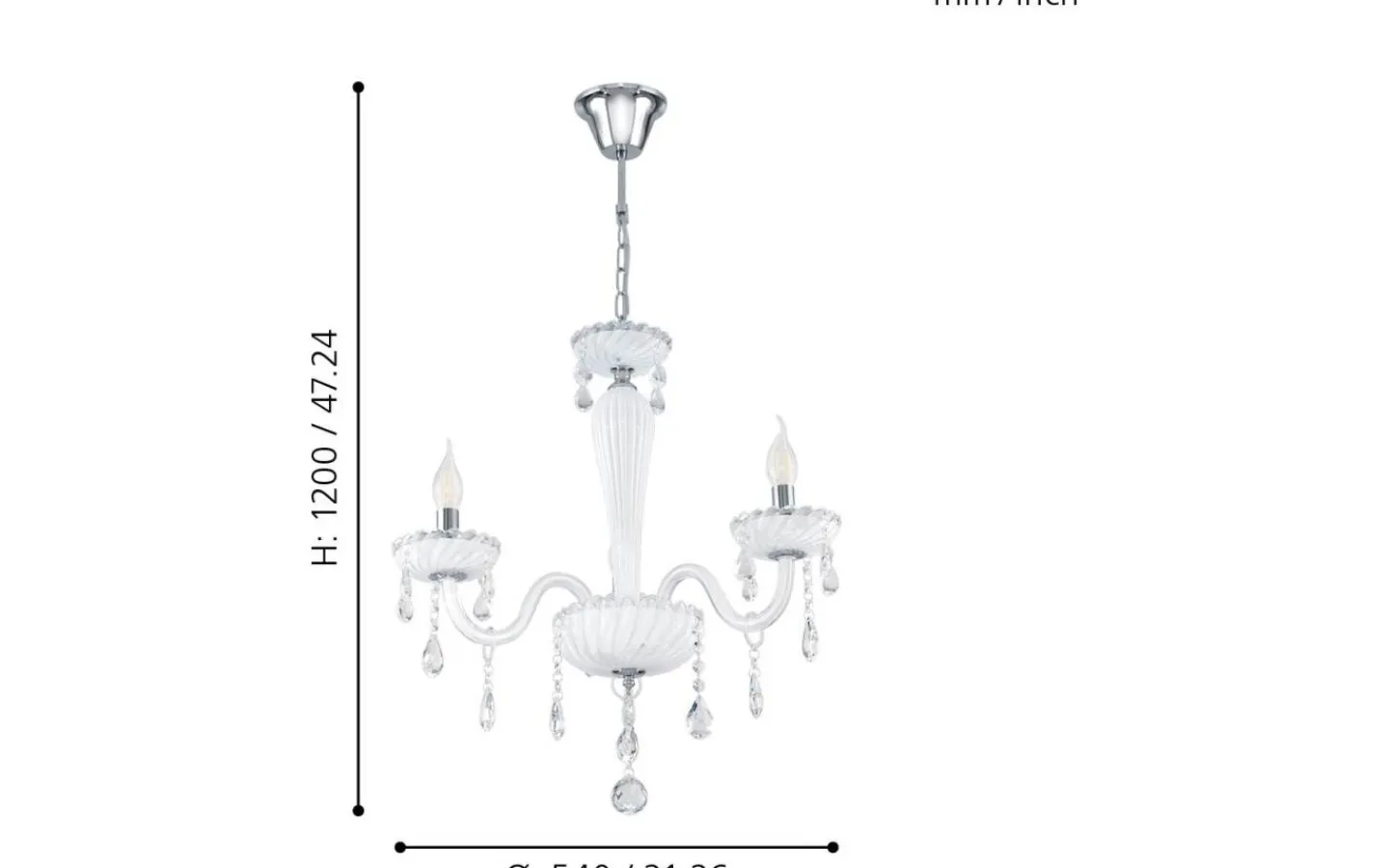 Eglo Carpento Kristallkrona 2-Arm 54cm Vit* Kristallkronor