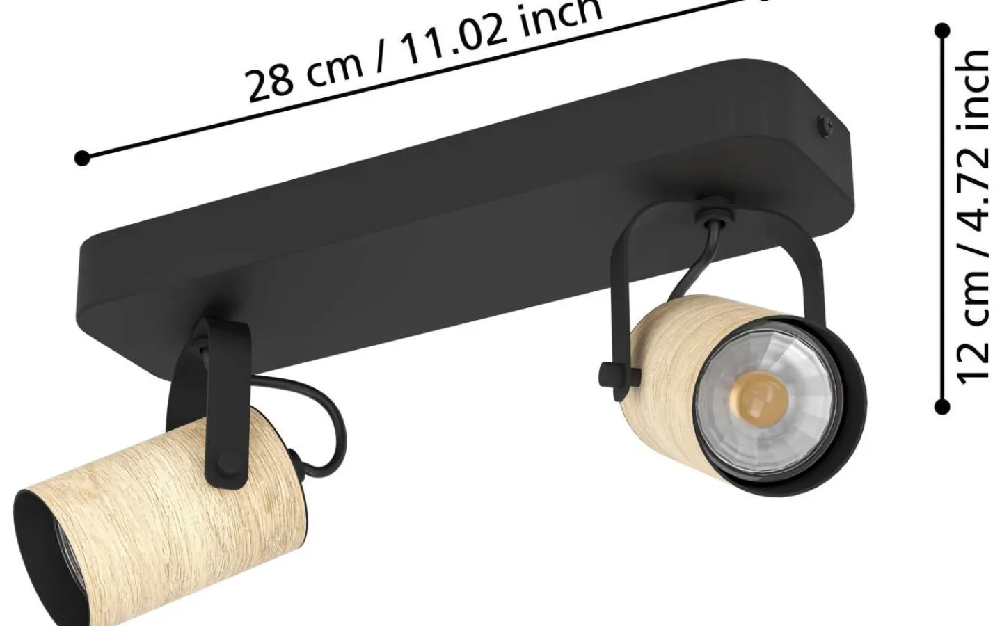 Avlånga Takspotlights|Takspot Med 2 Lampor<Eglo Cayuca Takspotlight 28cm GU10 LED 3000K 2x3W Svart
